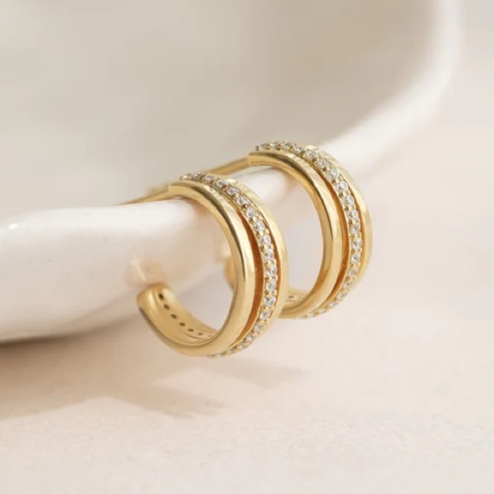 Linjer Livna Gemstone Huggie Hoop Earrings - Picture 2 of 4